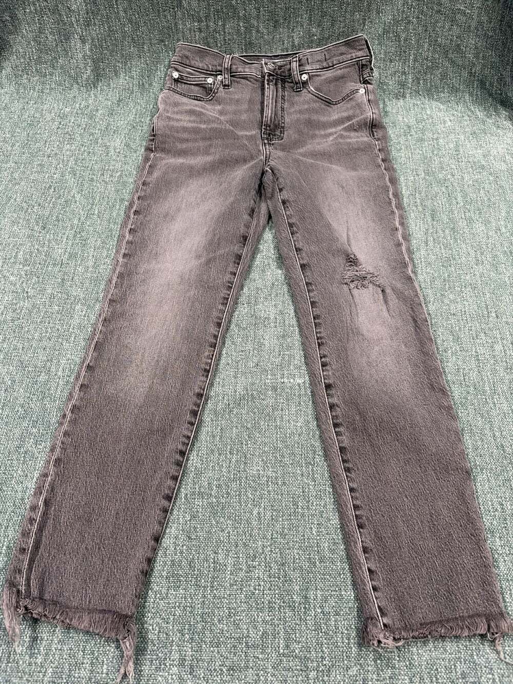 Madewell The Perfect Vintage Jean Size 25 Black Washed Raw Hem